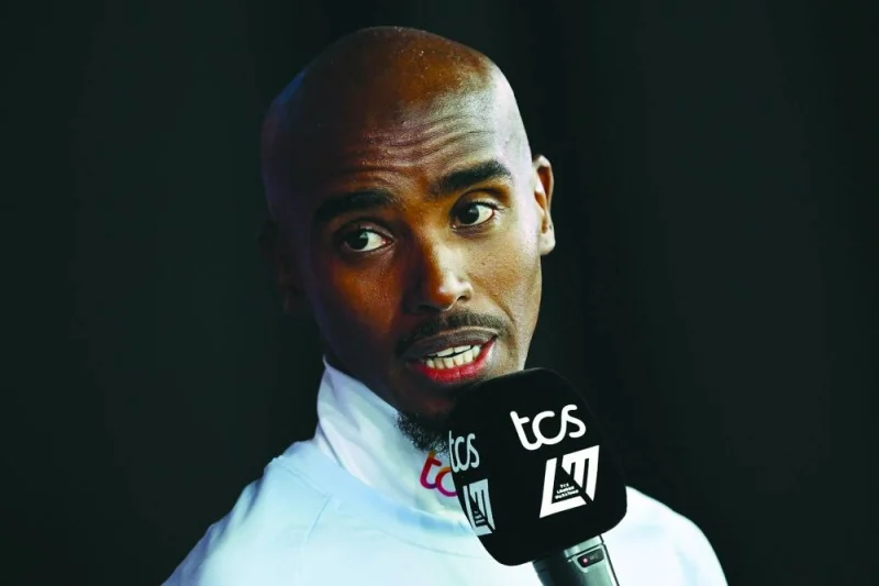 Britain’s Mo Farah attends a press conference in London ahead of the London marathon this week. (AFP)