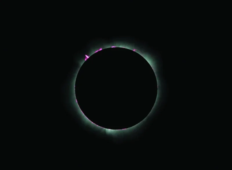 A supplied image of a total solar eclipse, Exmouth, Western Australia.
