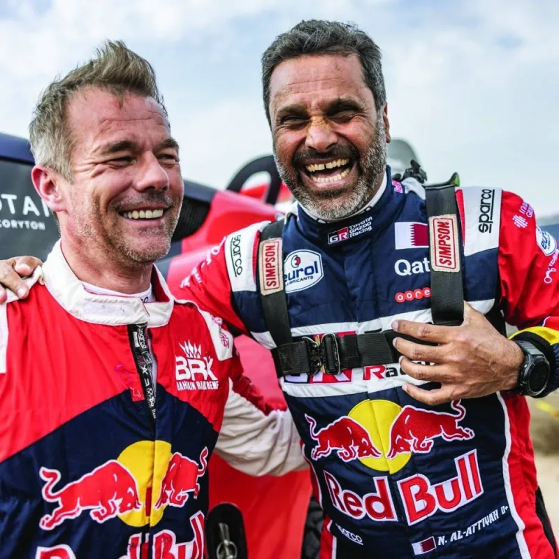 Sebastien Loeb (left) leads the drivers’ championship by 16 points over Nasser Saleh al-Attiyah.