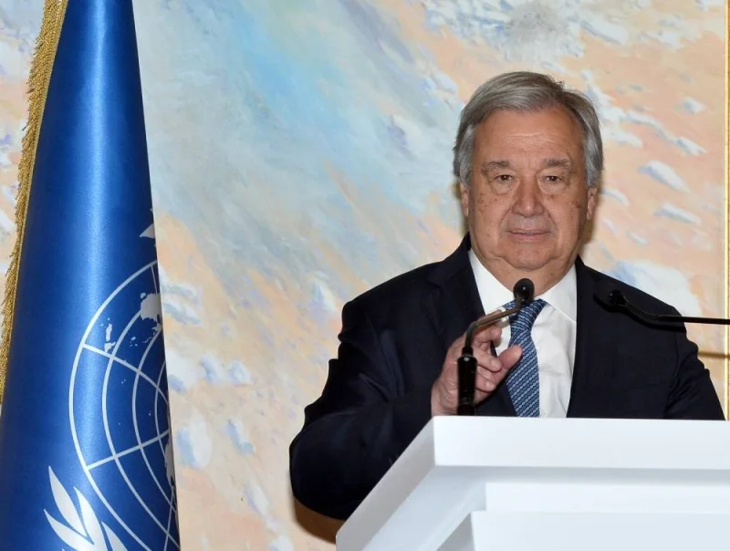 United Nations Secretary General  Antonio Guterres speaking to the press