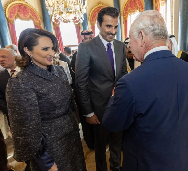 His Highness the Amir and Her Highness Sheikha Jawaher expressed warm congratulations to King Charles III and Queen Camilla.