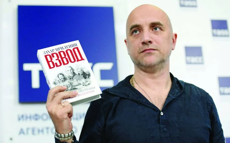 Russian writer Zakhar Prilepin during a press conference to present his new book "Platoon. Officers and rebels of Russian Literature" in Moscow. (AFP)