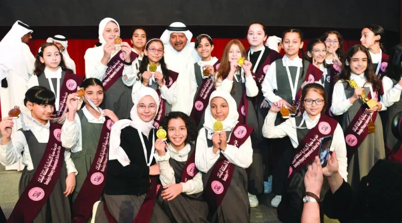 HE Sheikh Faisal bin Qassim al-Thani with a group of winners. PICTURE: Shaji Kayamkulam.