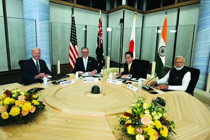 
US President Joe Biden participates in a Quad Leaders’ meeting with Prime Ministers Fumio Kishida of Japan, Narendra Modi of India, and Anthony Albanese of Australia, in Hiroshima. 