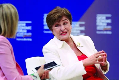 Kristalina Georgieva, managing director of the International Monetary Fund, speaks during a panel session on day two of the Qatar Economic Forum in Doha Wednesday.
