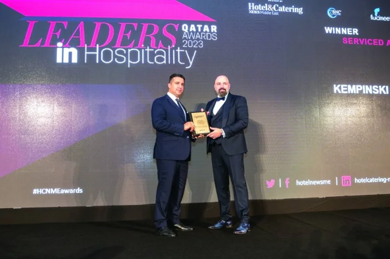 Eyad Abla, hotel manager of Kempinski Residences & Suites, Doha, receiving the award.