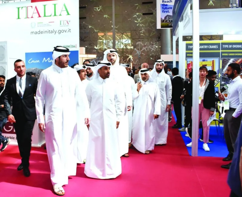 HE the Minister touring the exhibition hall with other dignitaries. PICTURE: Thajudheen.