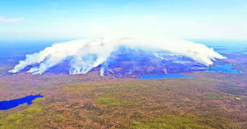 
An aerial view of the wildfire in Shelburne County, Nova Scotia, is depicted in this social media handout image released on May 31. 