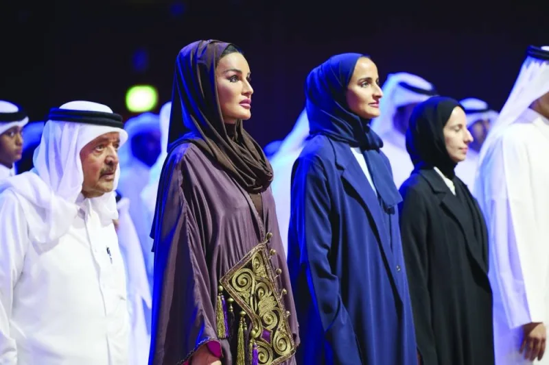 Her Highness Sheikha Moza bint Nasser attends first QF Schools Commencement Ceremony Sunday along with other dignitaries. PICTURE: Alanood Aljaber.