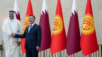 His Highness the Amir said in the tweet that, during his meeting with President of the Kyrgyz Republic Sadyr Japarov in Bishkek, the two leaders confirmed their mutual interest in developing relations between Qatar and the Kyrgyz Republic for the good and in the interest of both countries.