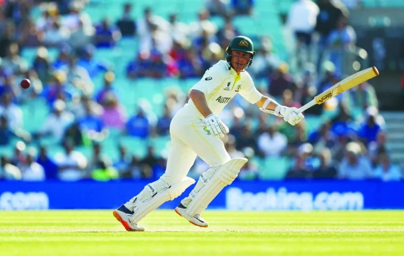Australia’s Marnus Labuschagne in action during the ICC World Test Championship final against India at The Oval, London, on Friday. (AFP)
