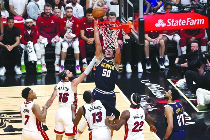 
Aaron Gordon of the Denver Nuggets goes for the basket during the fourth quarter in game four of the NBA Finals against the Miami Heat in Miami. (AFP) 