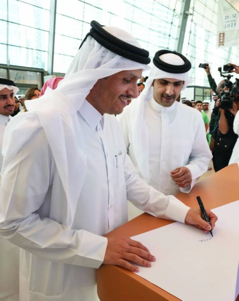 HE the Prime Minister And Minister Of Foreign Affairs Sheikh Mohamed Bin Abdulrahman Bin Jassim Al-Thani at the inauguration of DIBF 2023 Monday.