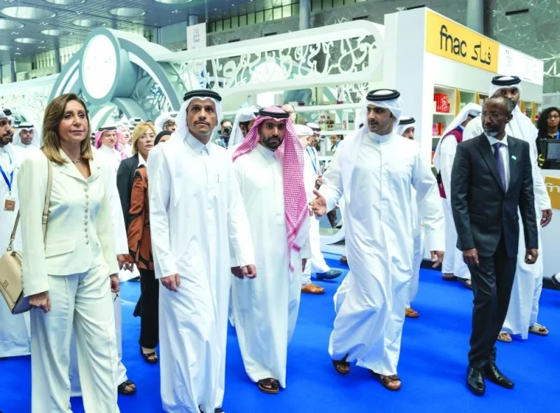 HE the Prime Minister And Minister Of Foreign Affairs Sheikh Mohamed Bin Abdulrahman Bin Jassim Al-Thani and other dignitaries at the inauguration of DIBF 2023 Monday.