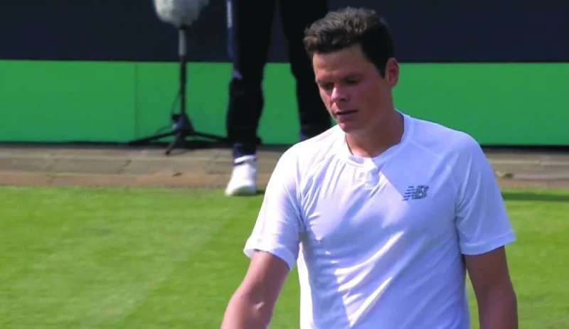 
Canada’s Milos Raonic after he beat Miomir Kecmanovic of Serbia. 