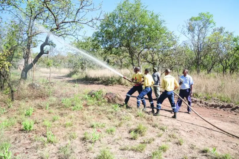 Fire fighters from the environmental protection organisation, Working On Fire, as seen during a training session at the Kishugu Training Centre in Mbombela, on Tuesday.