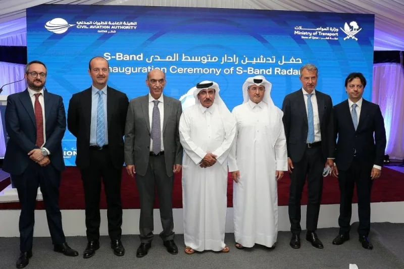 HE the Minister of Transport Jassim Saif Ahmed al-Sulaiti and other dignitaries during the inauguration of the S-Band radar system at HIA Wednesday. Supplied picture