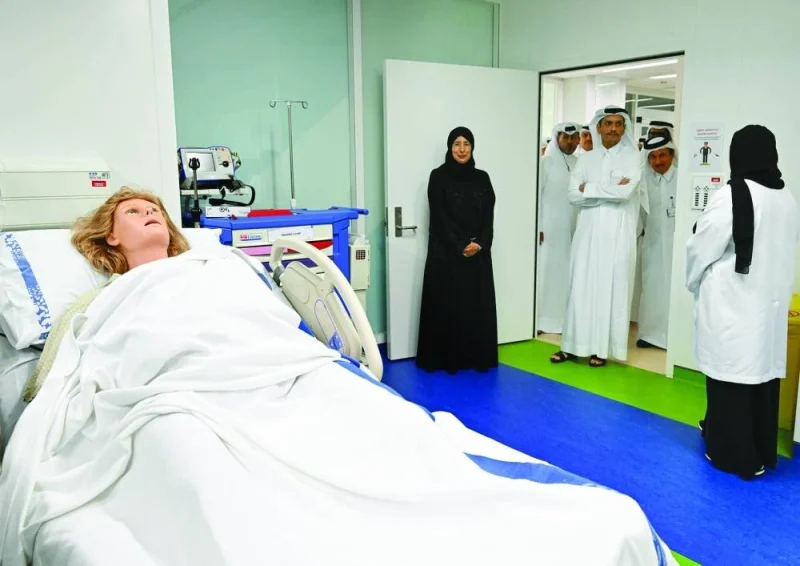 HE the Prime Minister and other dignitaries during the visit to Itqan Clinical Simulation and Innovation Center.