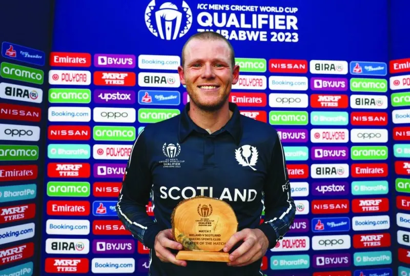 
Michael Leask of Scotland after winning the Man of the Match trophy. 