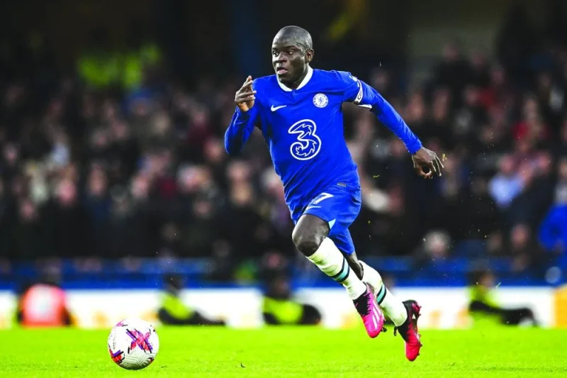 Chelsea&#039;s French midfielder N&#039;Golo Kante controls the ball during the Premier League match against Aston Villa at Stamford Bridge in London on April 1, 2023.  (AFP) 