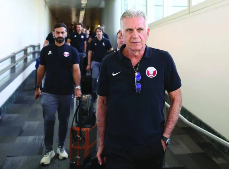 Qatar&#039;s Portuguese coach Carlos Quieroz and his players arrive in Houston.