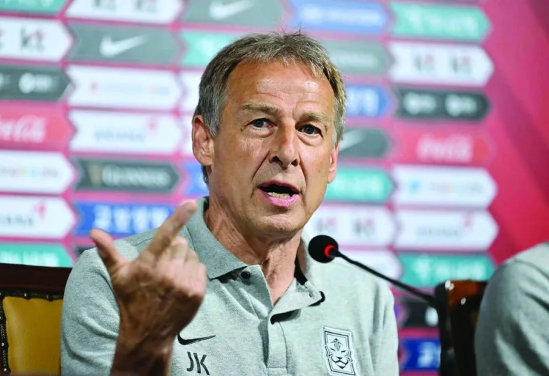 South Korea’s head coach Jurgen Klinsmann speaks during a press conference in Seoul on Thursday. (AFP)