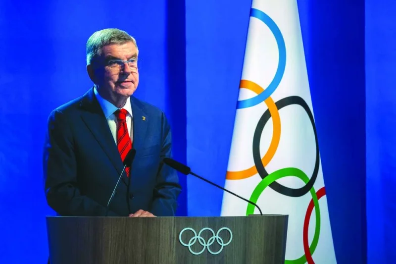 
International Olympic Committee (IOC) president Thomas Bach opens in Lausanne an extraordinary hybrid IOC Session to vote to withdraw its recognition of the International Boxing Association (IBA) over its failure to address governance, finance and corruption concerns. (AFP) 