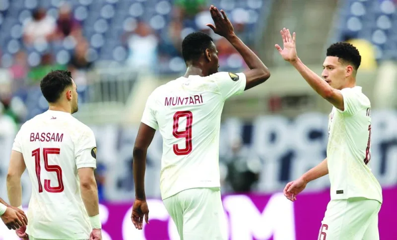 Qatar players during their Group ‘B match against Haiti in Houston. PICTURE: Anas Khalid
