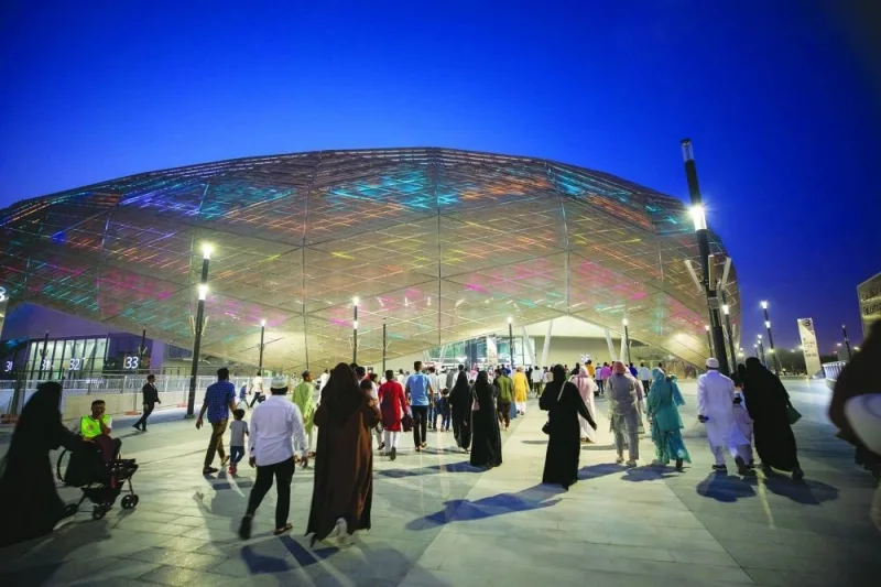 The faithful proceeding to QF&#039;s Education City Stadium before dawn yesterday for the Eid al-Adha prayers (supplied picture)