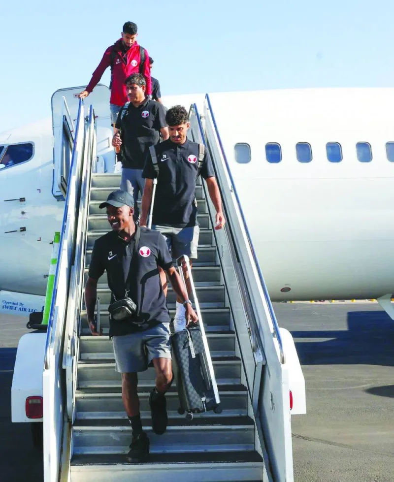 Qatar players arrive in Glendale, Arizona.