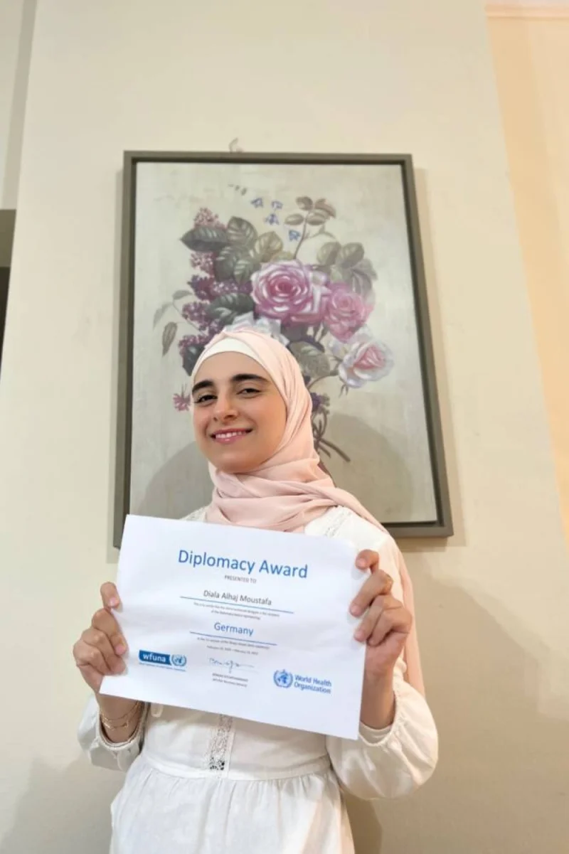 Diala al-haj Moustafa, a pharmacy student, won the diplomacy award.