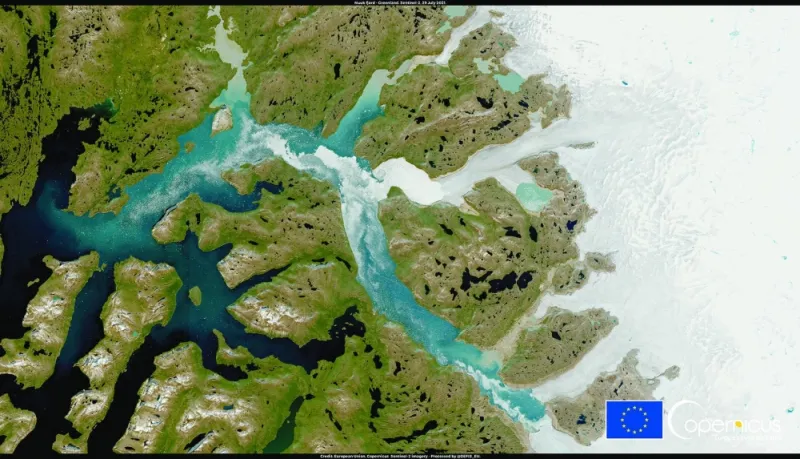 
FILE PHOTO: A satellite image shows Nuuk Fjord, Greenland. 