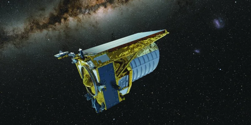 
Below: An artist’s impression shows the Euclid space telescope in an undated handout image. 