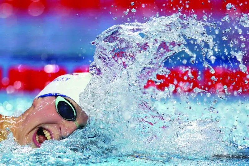 
Katie Ledecky competes in the Women’s 1,500m Freestyle final on day five of the Phillips 66 National Championships at Indiana University Natatorium in Indianapolis, Indiana. (AFP) 