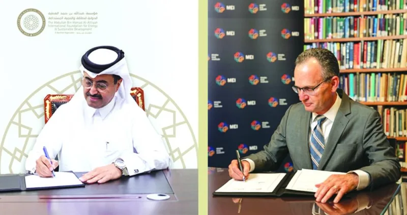 HE Dr Mohamed bin Saleh al-Sada, a member of the Board of Trustees at the Al-Attiyah Foundation, and Paul Salem, president and CEO of the MEI, ratified the agreement on behalf of their respective organisations at the foundation’s premises in Doha and the MEI’s headquarters in Washington, DC.