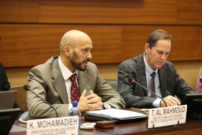 HE Director of Human Rights Department at the Ministry of Foreign Affairs Dr Turki bin Abdullah al-Mahmoud speaks during the event held in Geneva.