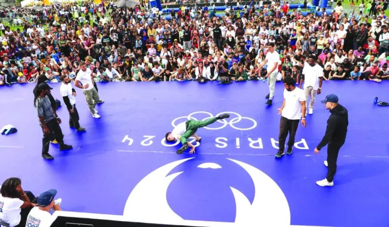 
Young break dancing fans gather at a promotional event linked with Olympic Games 2024 in Paris. The Paris Olympics will be held from July 26-Aug 11 next year. 