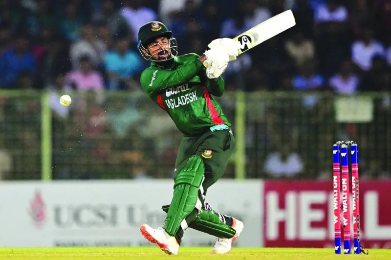 
Bangladesh’s Liton Das plays a shot during the second Twenty20I against Afghanistan at the Sylhet International Cricket Stadium in Sylhet yesterday. (AFP) 