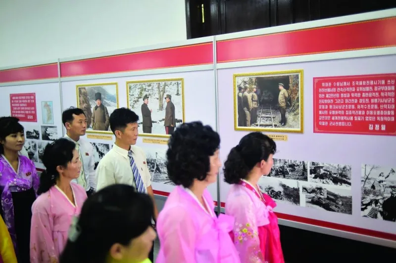 
People visit the National Photo Exhibition in Pyongyang, North Korea. The exhibition, which opened at the People’s Palace of Culture, celebrates the 70th anniversary of the end of the Korean War, which the country marks as the day of “Victory in the Fatherland Liberation War. 