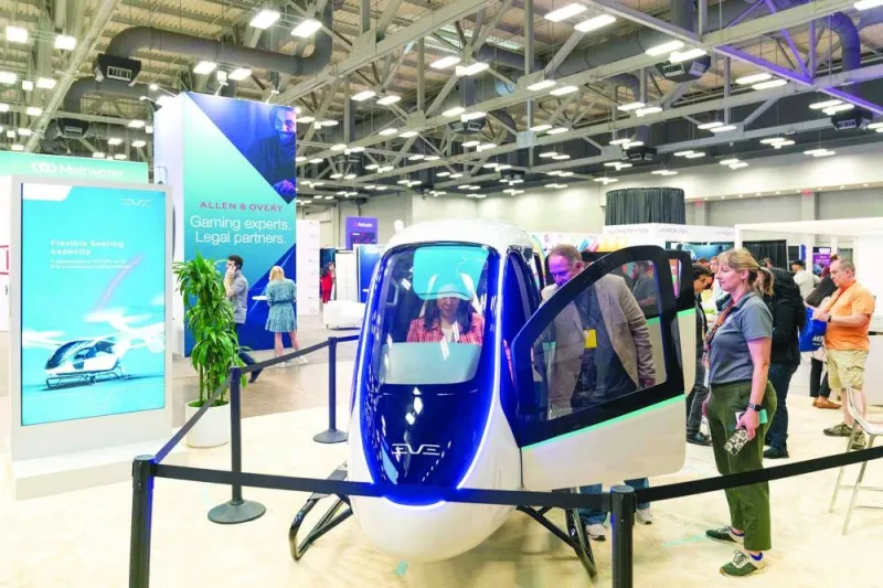 
An Urban Air Mobility vehicle on display at the Austin Convention Centre during the 2023 SXSW Conference And Festival on March 12 in Austin, Texas. Brazilian aircraft manufacturer Embraer has announced that, together with its urban mobility firm Eve Air Mobility, it will set up its first electric passenger aircraft factory in the city of Taubate, in Sao Paulo. 