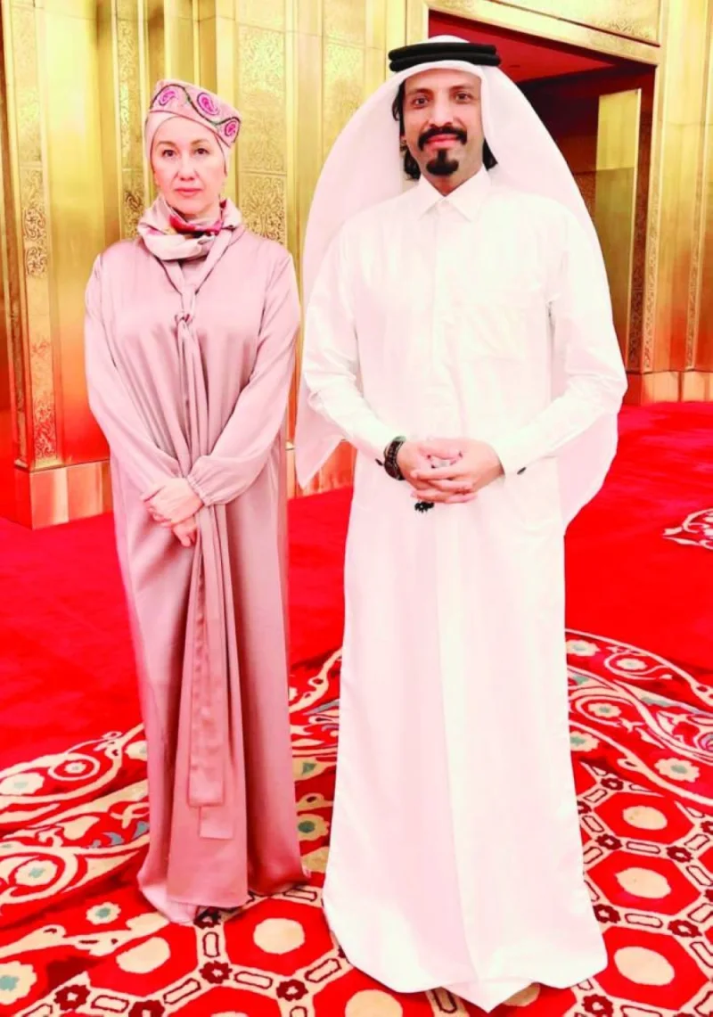 Tatarstan Minister of Culture Irada Ayupova with Farhan al-Sheikh al-Sayed, in Doha recently.
