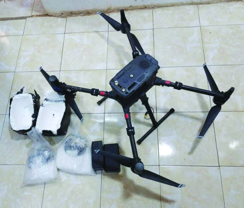 A picture released by the Jordanian Armed Forces website shows what it said is a drone carrying drugs from Syria that the Jordanian army intercepted and downed on country’s side of the border, on Tuesday.