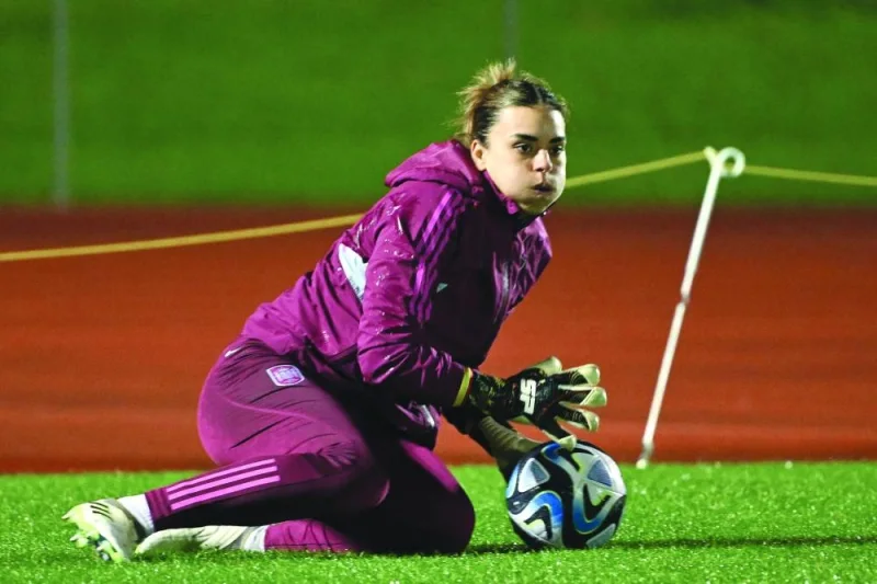 Spain goalkeeper Misa Rodriguez at a training session in Auckland on Friday. (AFP)