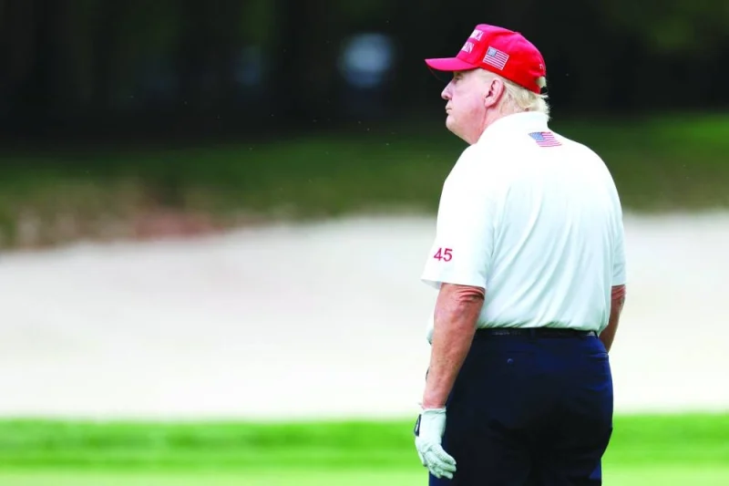 Trump is seen during a golf event on Thursday at the Trump National Golf Club in Bedminster, New Jersey.