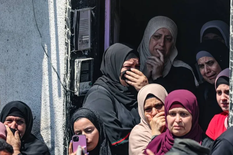 Women mourn during the funeral of Mahmoud Jarad, a Palestinian youth reportedly shot during an Israeli military raid on Tulkarem refugee camp, in the northern occupied West Bank Friday. AFP