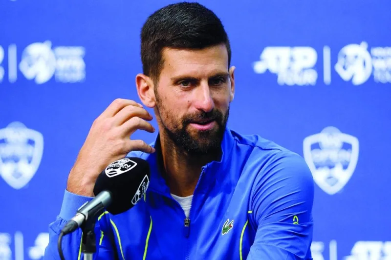 
Novak Djokovic of Serbia fields questions from the media ahead of the Western & Southern Open at Lindner Family Tennis Center in Mason, Ohio. (AFP) 