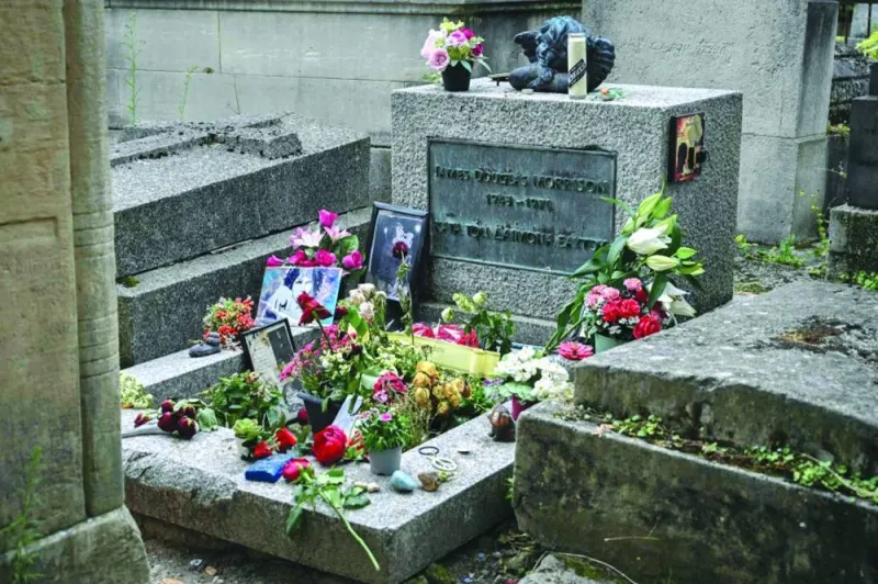 
The tomb of the band The Door’s frontman Jim Morrison at the Pere Lachaise in Paris last week. (AFP) 