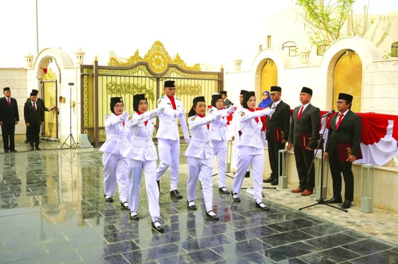 The Indonesian Independence Day celebration started with a flag-hoisting ceremony at the Indonesian embassy in Doha on Thursday.