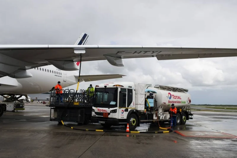 A Total tanker truck fuels an Airbus A350 passenger plane, operated by Air France-KLM, with sustainable aviation fuel on the tarmac at Charles de Gaulle airport in Roissy, France (File). Jet fuel is a major expense that directly influences an airline&#039;s profitability and pricing strategy and accounts for up to 20% of an airline’s operating expenses.