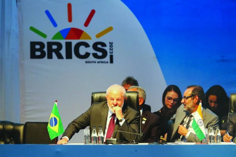 
President of Brazil Luiz Inacio Lula da Silva looks on at a meeting during the summit. 